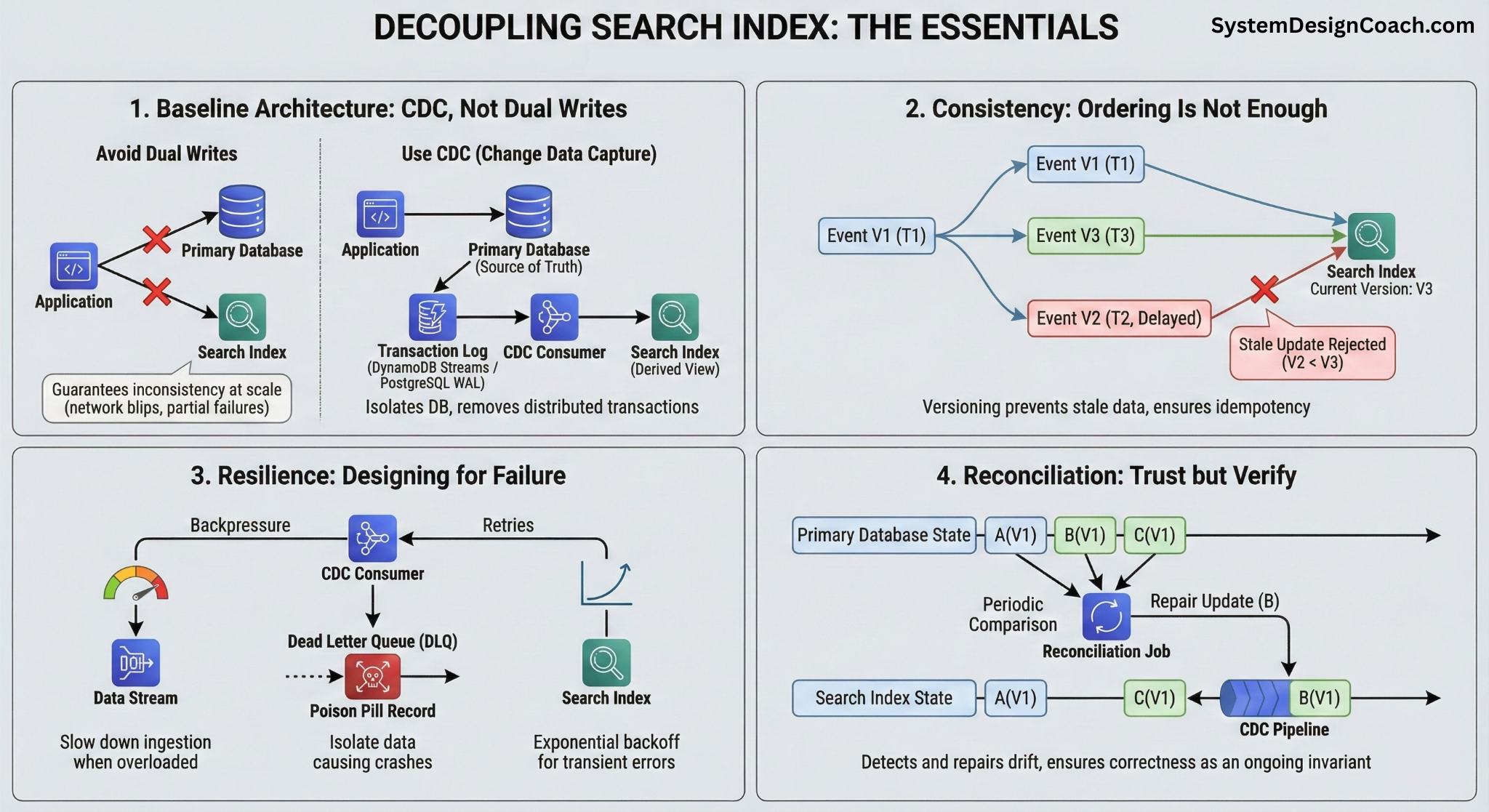 Decoupling search index essentials